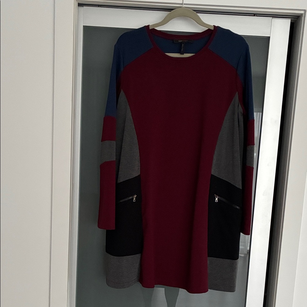 BCBGMaxAzria Colorblock Crew Neck Dress